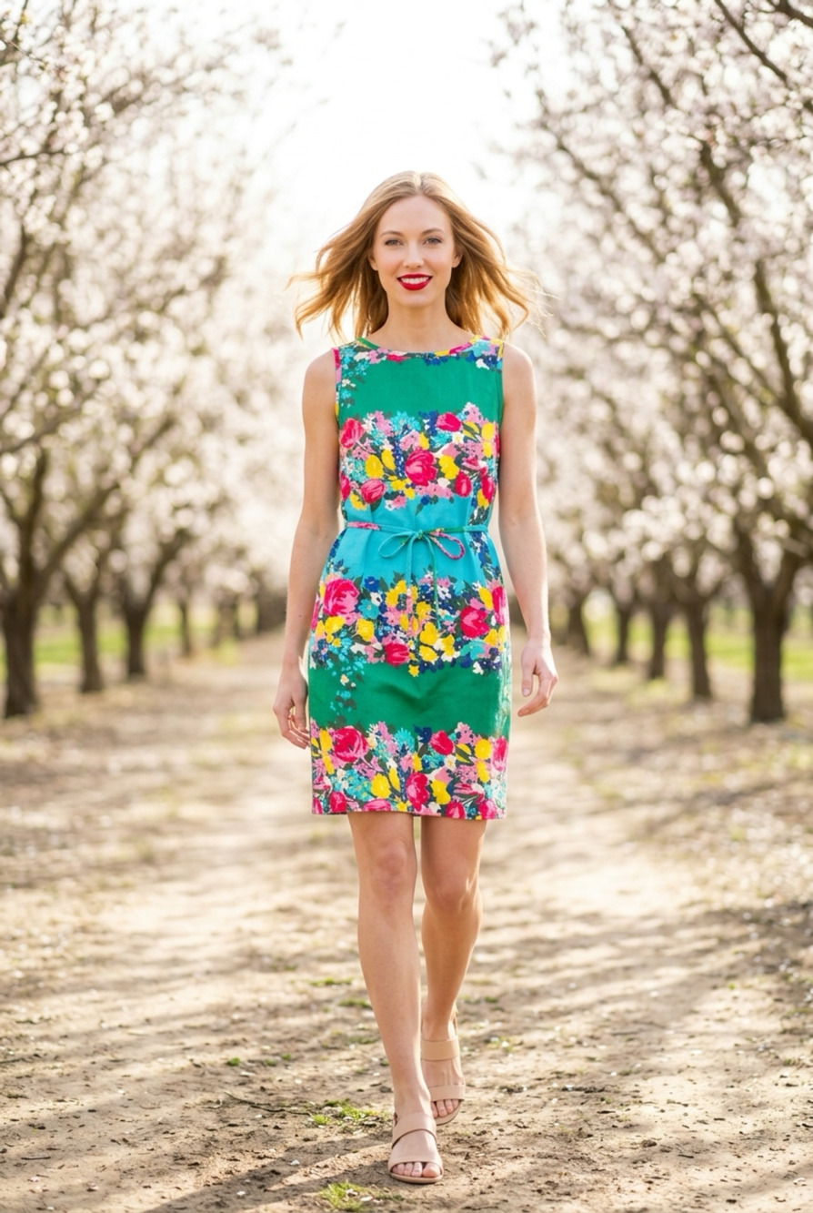 Talbots Floral Dress Size 12 Sleeveless Colorful Sheath